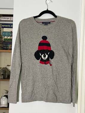 Tommy Hilfiger Dog Graphic Sweater Gray Size S/P